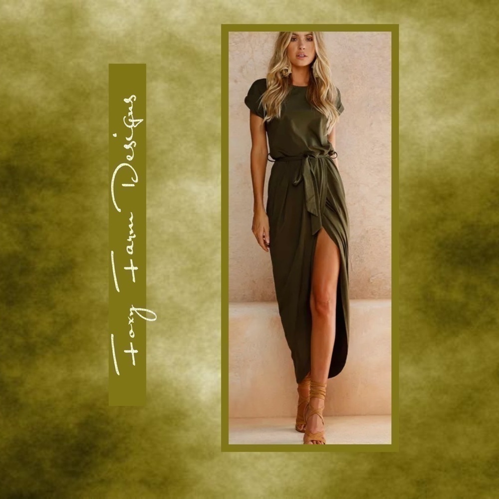 Nwt ! GREEN FAUX WRAP LIGHTWEIGHT TSHIRT DRESS XL